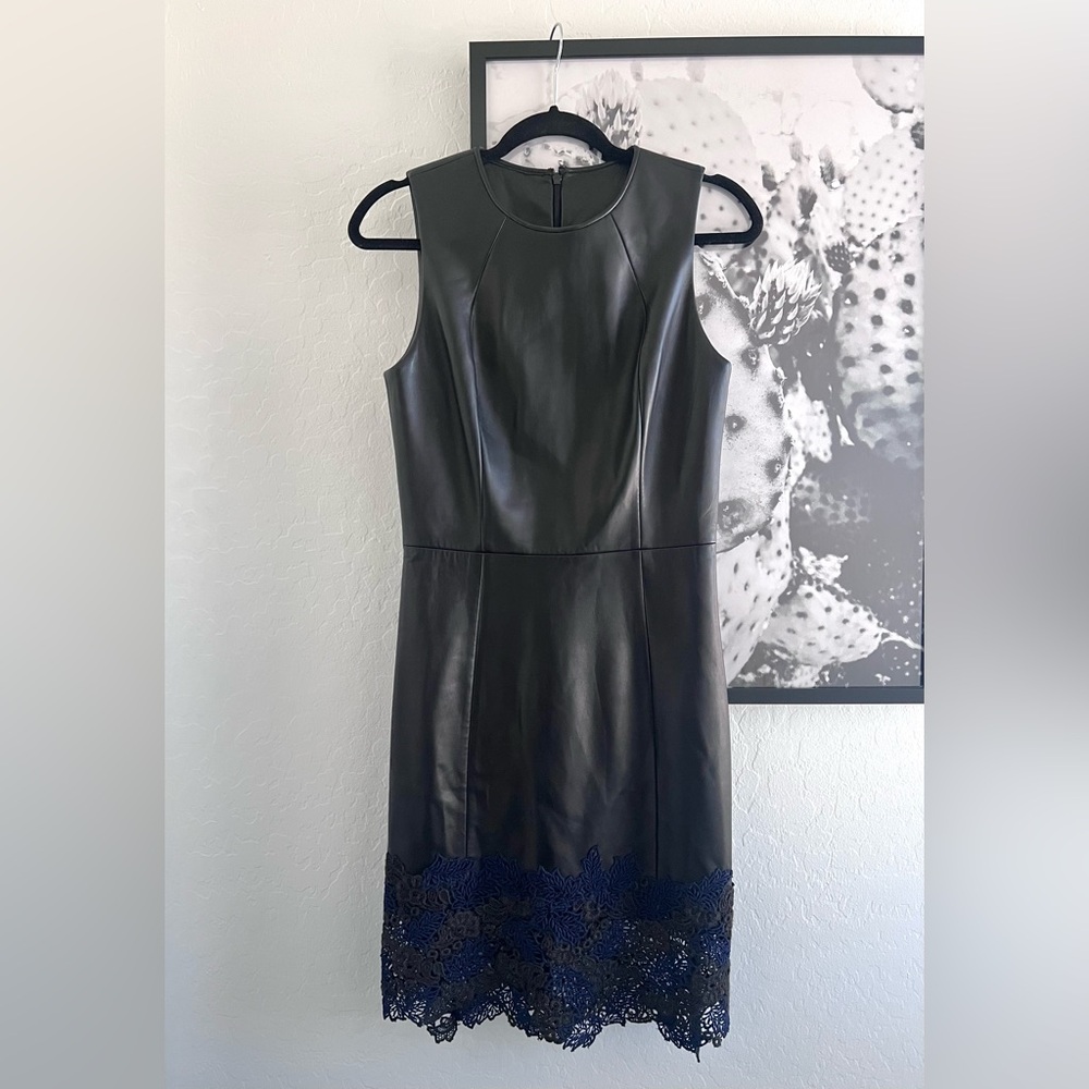 Jason Wu ‘Resort 2012’ Black Leather Lace Sleeveless Knee Length Dress size 6